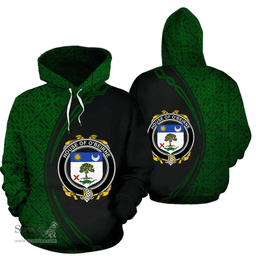 Irish House of O'BEIRNE Coat of Arms Irish Family Crest Hoodie Black Green Circle Style Hoodie