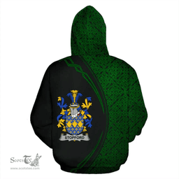 Irish Stopford Coat of Arms Irish Family Crest Hoodie Black Green Circle Style Hoodie