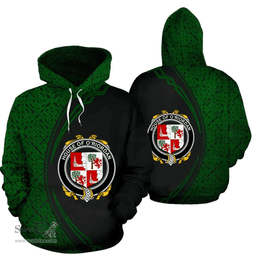 Irish House of O'RIORDAN Coat of Arms Irish Family Crest Hoodie Black Green Circle Style Hoodie