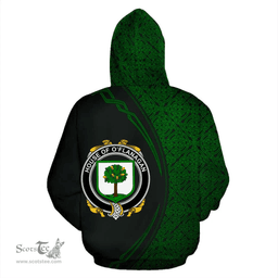 Irish House of O'FLANAGAN Coat of Arms Irish Family Crest Hoodie Black Green Circle Style Hoodie