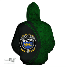 Irish House of O'HICKEY Coat of Arms Irish Family Crest Hoodie Black Green Circle Style Hoodie