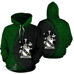 Irish Waring Coat of Arms Irish Family Crest Hoodie Black Green Circle Style Hoodie