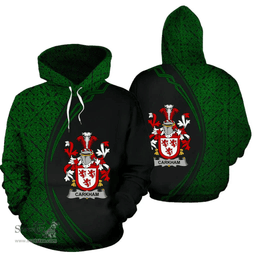 Irish Carkham Coat of Arms Irish Family Crest Hoodie Black Green Circle Style Hoodie