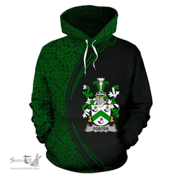 Irish Foster Coat of Arms Irish Family Crest Hoodie Black Green Circle Style Hoodie