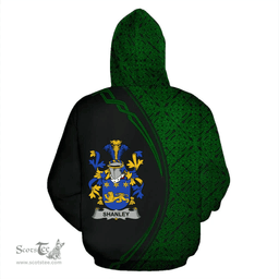 Irish Shanley or McShanly Coat of Arms Irish Family Crest Hoodie Black Green Circle Style Hoodie
