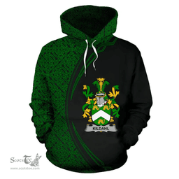 Irish Kildahl Coat of Arms Irish Family Crest Hoodie Black Green Circle Style Hoodie
