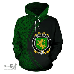 Irish House of O'CONNOR (Kerry) Coat of Arms Irish Family Crest Hoodie Black Green Circle Style Hoodie