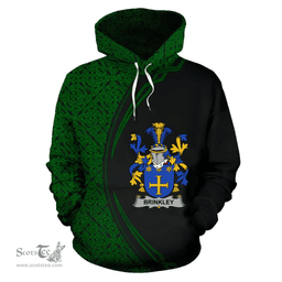 Irish Brinkley Coat of Arms Irish Family Crest Hoodie Black Green Circle Style Hoodie
