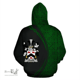 Irish Lehane or O'Lehane Coat of Arms Irish Family Crest Hoodie Black Green Circle Style Hoodie