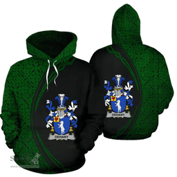 Irish Dehany Coat of Arms Irish Family Crest Hoodie Black Green Circle Style Hoodie