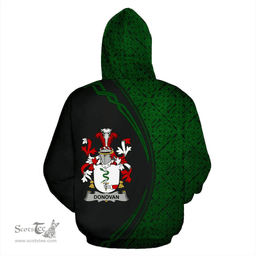 Irish Donovan or O'Donovan Coat of Arms Irish Family Crest Hoodie Black Green Circle Style Hoodie