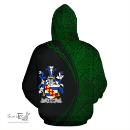 Irish Leigh or McLaeghis Coat of Arms Irish Family Crest Hoodie Black Green Circle Style Hoodie