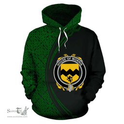 Irish House of MORRIS Coat of Arms Irish Family Crest Hoodie Black Green Circle Style Hoodie