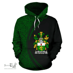 Irish McGuiness or McGenis Coat of Arms Irish Family Crest Hoodie Black Green Circle Style Hoodie