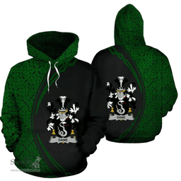 Irish Dane or O'Dane Coat of Arms Irish Family Crest Hoodie Black Green Circle Style Hoodie
