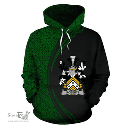 Irish Roberts Coat of Arms Irish Family Crest Hoodie Black Green Circle Style Hoodie