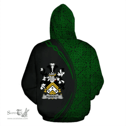 Irish Roberts Coat of Arms Irish Family Crest Hoodie Black Green Circle Style Hoodie
