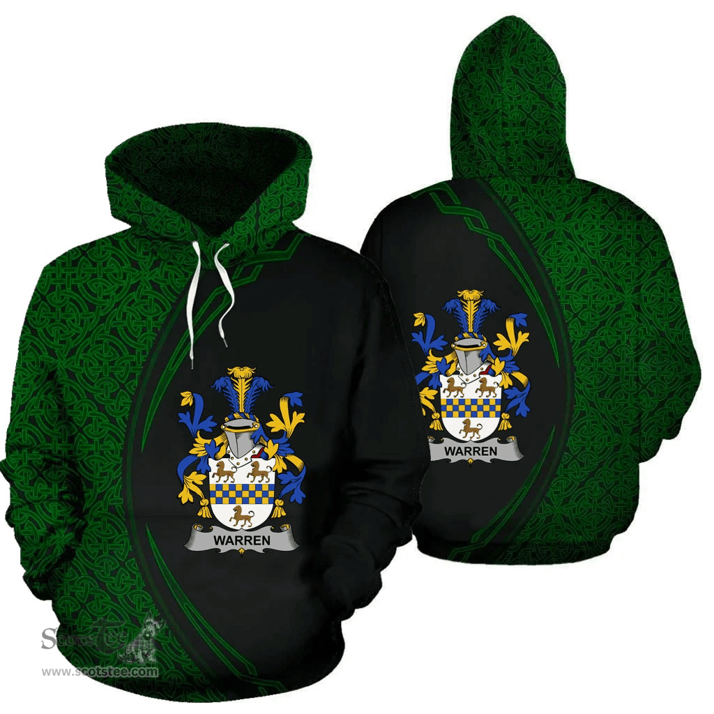 Irish Warren Coat of Arms Irish Family Crest Hoodie Black Green Circle Style Hoodie