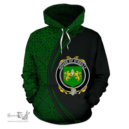 Irish House of O'REILLY Coat of Arms Irish Family Crest Hoodie Black Green Circle Style Hoodie