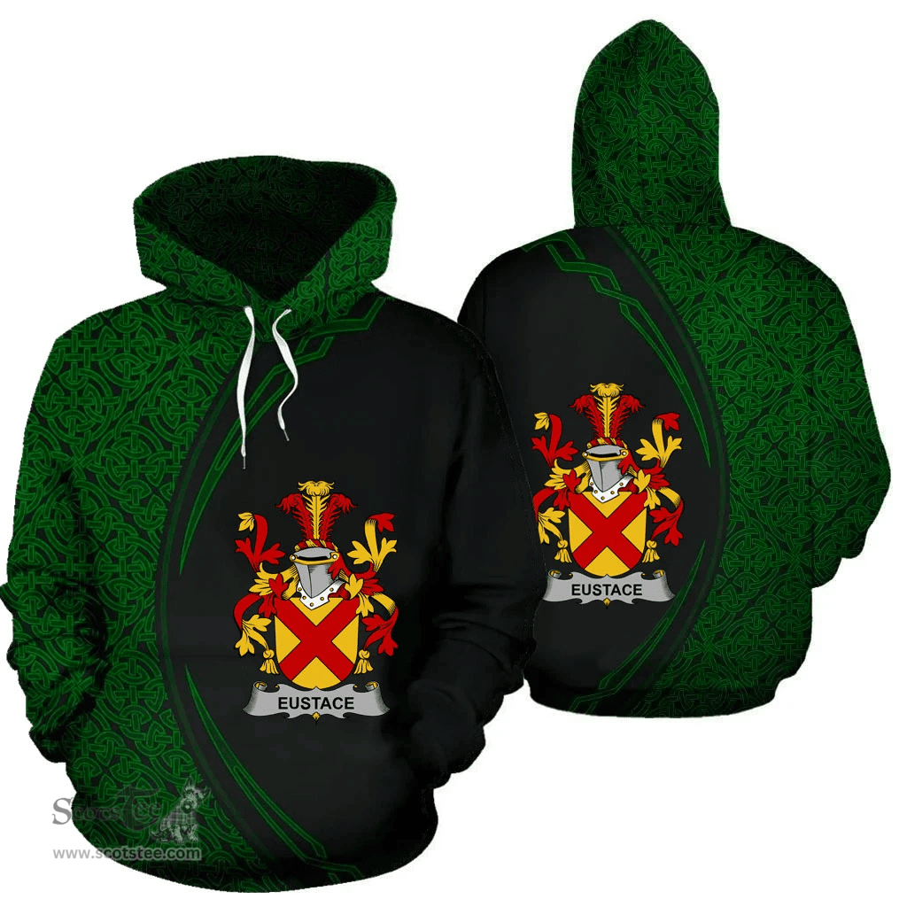 Irish Eustace Coat of Arms Irish Family Crest Hoodie Black Green Circle Style Hoodie