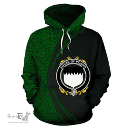 Irish House of POWER Coat of Arms Irish Family Crest Hoodie Black Green Circle Style Hoodie