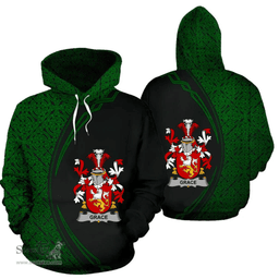 Irish Grace Coat of Arms Irish Family Crest Hoodie Black Green Circle Style Hoodie