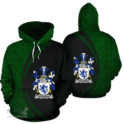 Irish Fitz-Rith Coat of Arms Irish Family Crest Hoodie Black Green Circle Style Hoodie