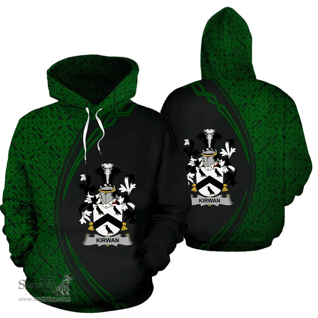 Irish Kirwan or O'Kerwin Coat of Arms Irish Family Crest Hoodie Black Green Circle Style Hoodie