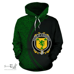 Irish House of O'SHERIDAN Coat of Arms Irish Family Crest Hoodie Black Green Circle Style Hoodie