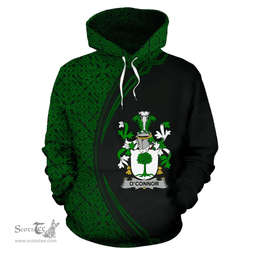 Irish Connor or O'Connor (Don) Coat of Arms Irish Family Crest Hoodie Black Green Circle Style Hoodie