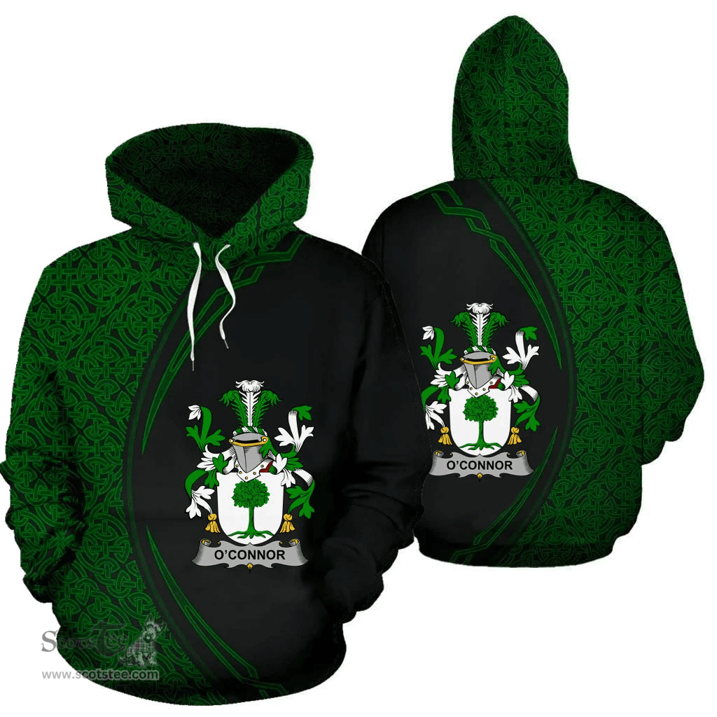 Irish Connor or O'Connor (Don) Coat of Arms Irish Family Crest Hoodie Black Green Circle Style Hoodie