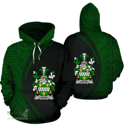 Irish Coffey or O'Coffey Coat of Arms Irish Family Crest Hoodie Black Green Circle Style Hoodie