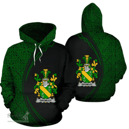 Irish Grumley Coat of Arms Irish Family Crest Hoodie Black Green Circle Style Hoodie
