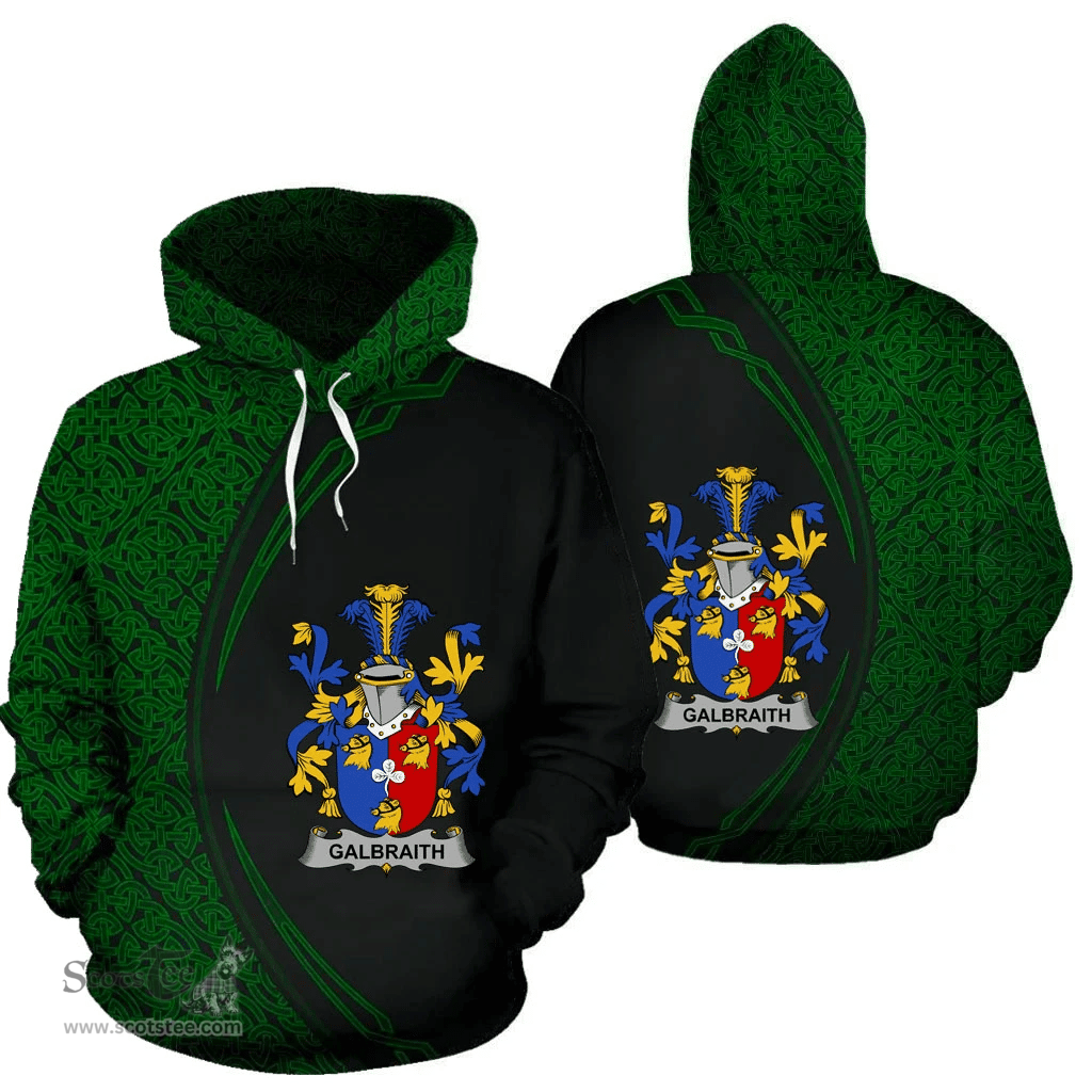 Irish Galbraith Coat of Arms Irish Family Crest Hoodie Black Green Circle Style Hoodie