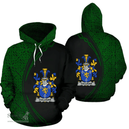 Irish Culligan or McColgan Coat of Arms Irish Family Crest Hoodie Black Green Circle Style Hoodie