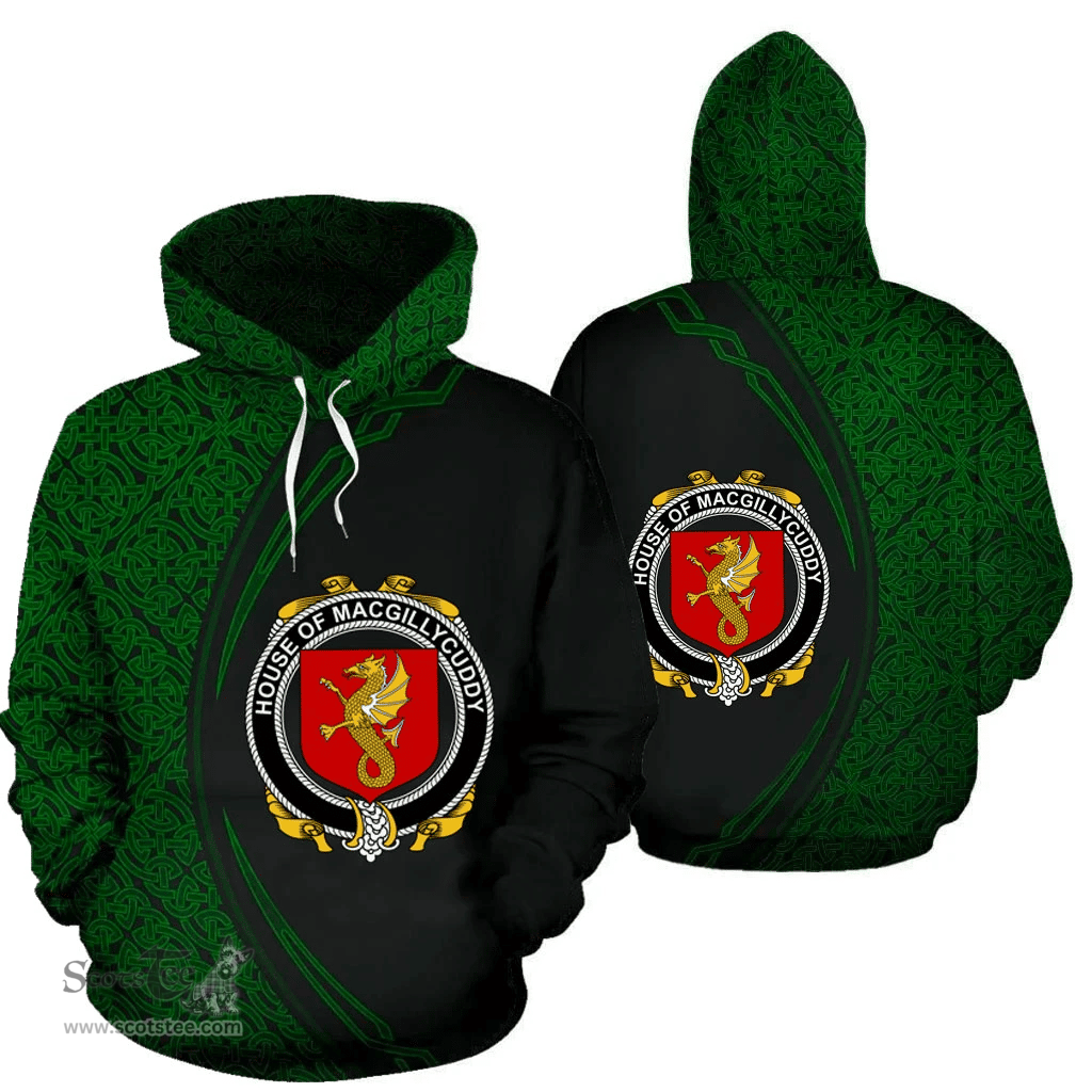 Irish House of MACGILLYCUDDY Coat of Arms Irish Family Crest Hoodie Black Green Circle Style Hoodie