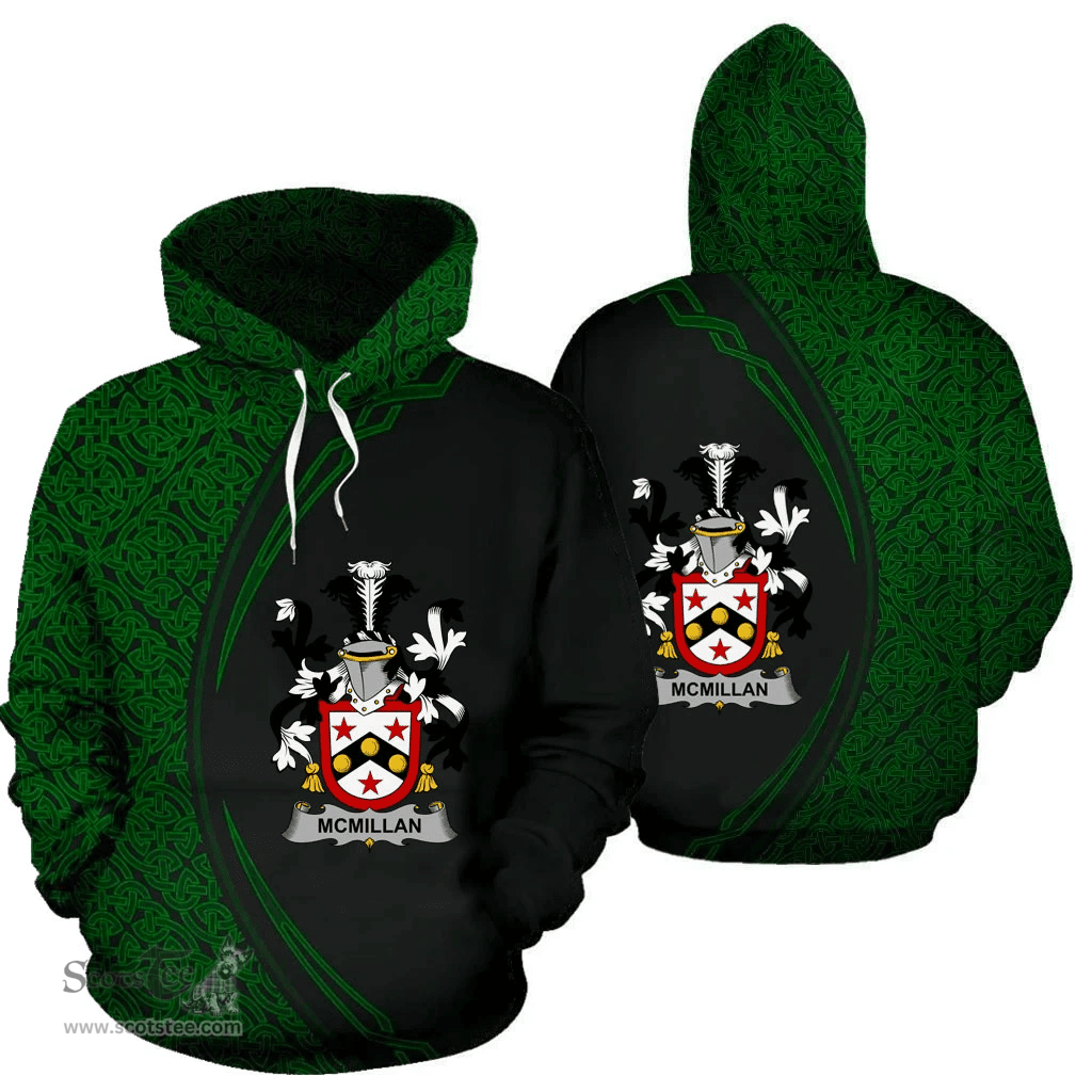 Irish McMillan Coat of Arms Irish Family Crest Hoodie Black Green Circle Style Hoodie
