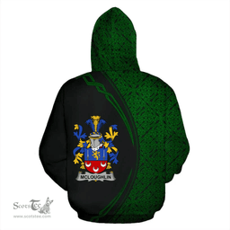 Irish McLoughlin or Loughlin Coat of Arms Irish Family Crest Hoodie Black Green Circle Style Hoodie