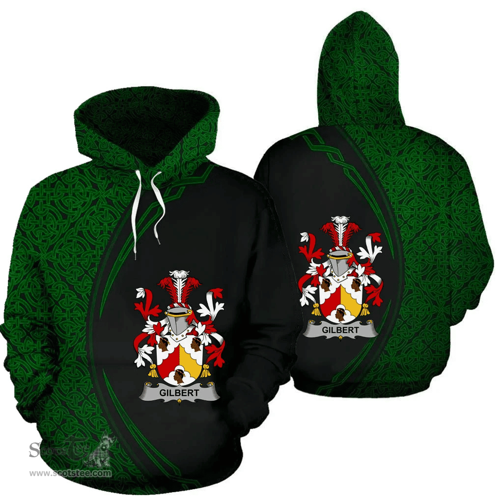 Irish Gilbert Coat of Arms Irish Family Crest Hoodie Black Green Circle Style Hoodie