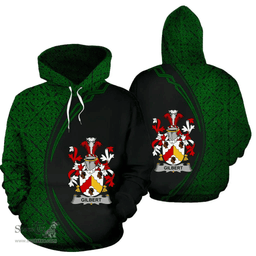 Irish Gilbert Coat of Arms Irish Family Crest Hoodie Black Green Circle Style Hoodie