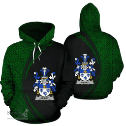 Irish Geary or O'Geary Coat of Arms Irish Family Crest Hoodie Black Green Circle Style Hoodie
