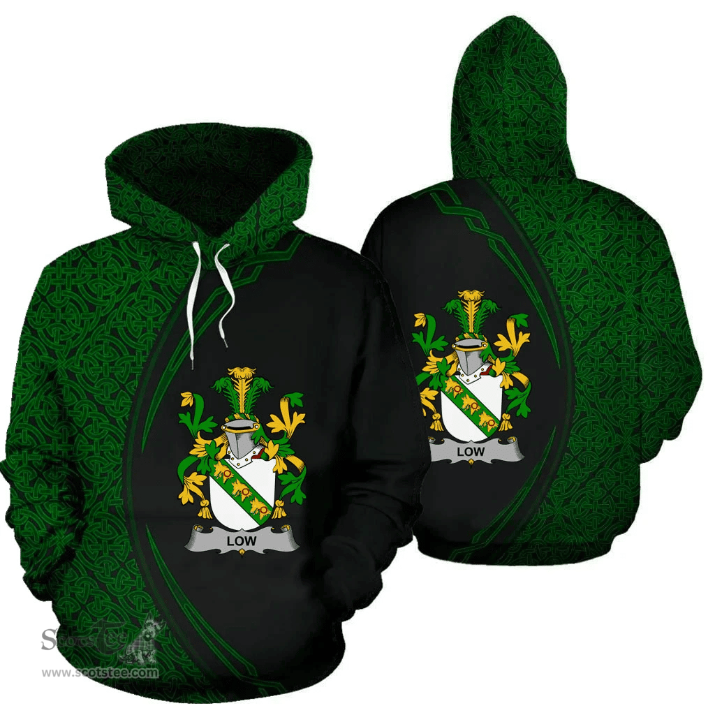 Irish Low Coat of Arms Irish Family Crest Hoodie Black Green Circle Style Hoodie