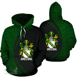 Irish Low Coat of Arms Irish Family Crest Hoodie Black Green Circle Style Hoodie