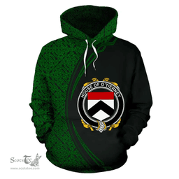Irish House of O'TIERNEY Coat of Arms Irish Family Crest Hoodie Black Green Circle Style Hoodie