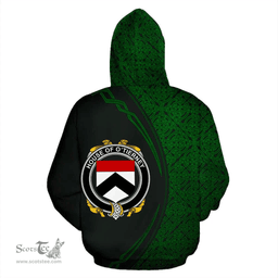 Irish House of O'TIERNEY Coat of Arms Irish Family Crest Hoodie Black Green Circle Style Hoodie