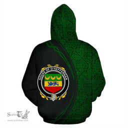 Irish House of O'HEFFERNAN Coat of Arms Irish Family Crest Hoodie Black Green Circle Style Hoodie