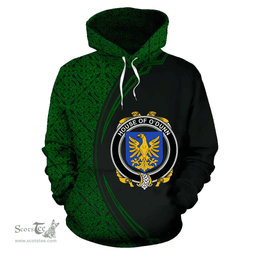 Irish House of O'DUNN Coat of Arms Irish Family Crest Hoodie Black Green Circle Style Hoodie