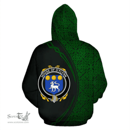Irish House of O'FLYNN Coat of Arms Irish Family Crest Hoodie Black Green Circle Style Hoodie