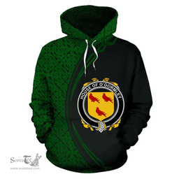 Irish House of O'GORMLEY Coat of Arms Irish Family Crest Hoodie Black Green Circle Style Hoodie