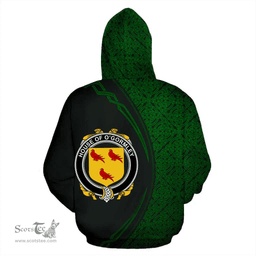 Irish House of O'GORMLEY Coat of Arms Irish Family Crest Hoodie Black Green Circle Style Hoodie